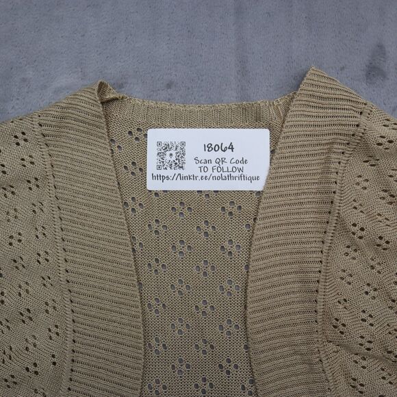 With Sweater Womens 2XL Beige Short Sleeve Open Front Tight Knit Cropped - Picture 5 of 13